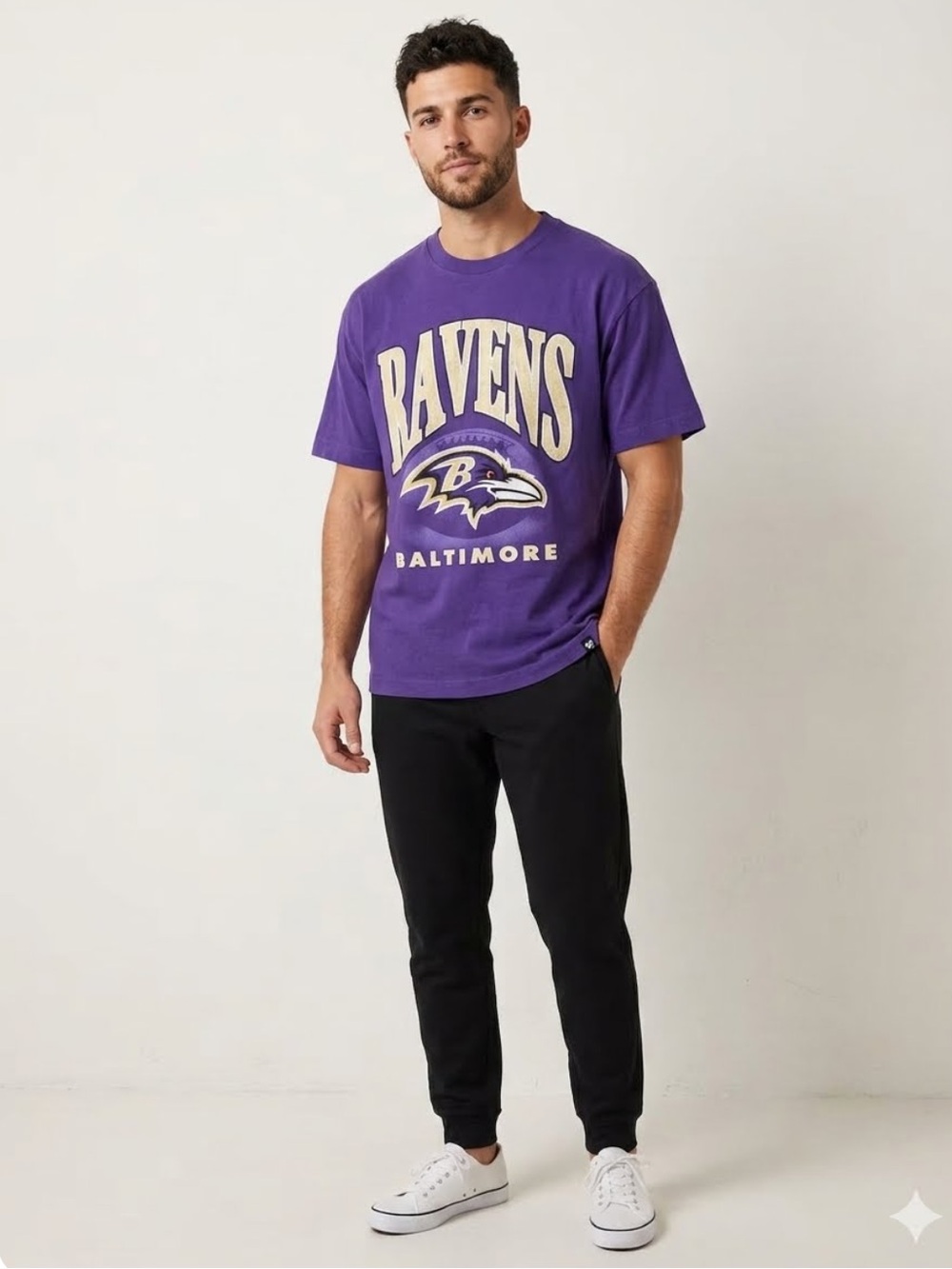 ‘47 Brand NFL Baltimore Ravens purple boxy vintage style tee shirt size M men’s